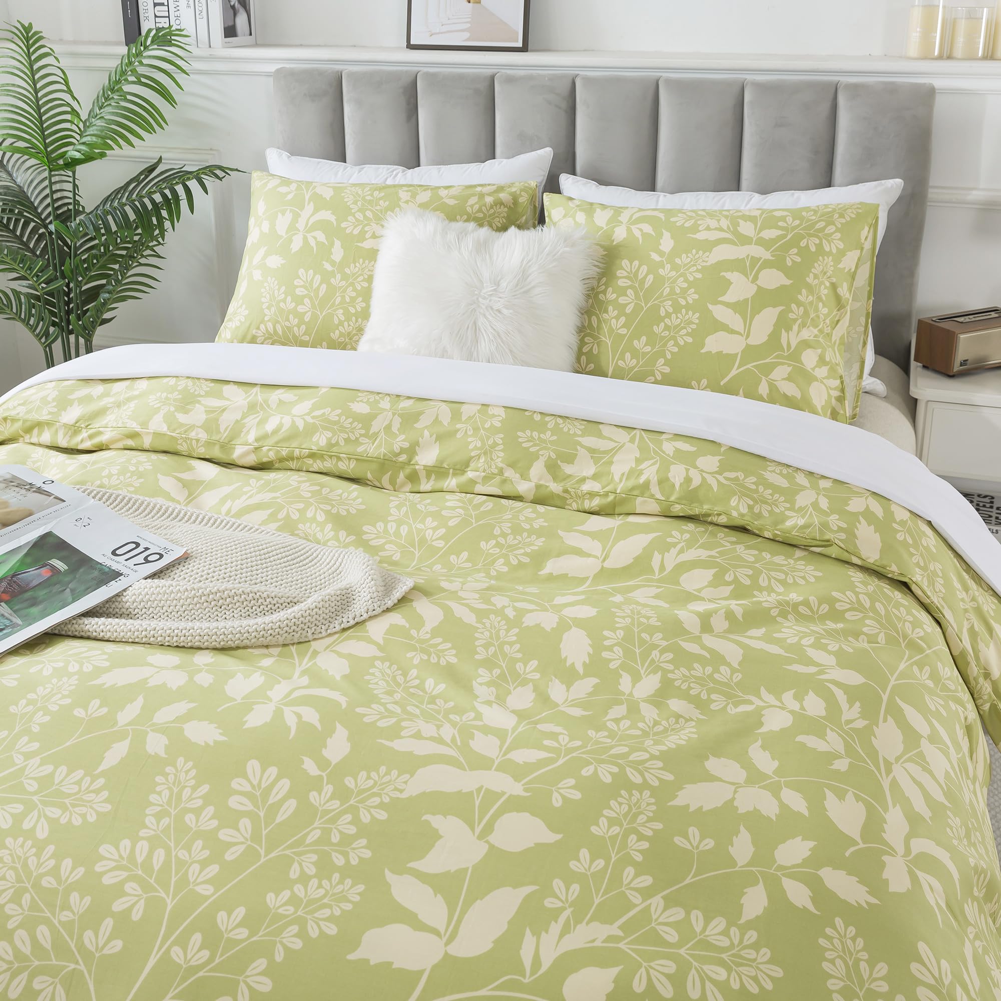 Honeilife Wildflower Duvet Cover King - 100% Cotton Comforter Cover Sets, 3-Pc Comfortable Floral Duvet Cover Sets, Soft & Breat