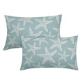 Seafoam Blue Starfish Ocean Lumbar Pillow Covers 12X20 Inch Summer Nautical Coastal Beach Decorative Pillow Cases Set Of 2 Cotto