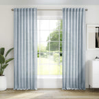 Blue Linen Curtains 108 Inches Long for Living Room 2 Panels Set Back Tab Pocket Farmhouse Boho Light Filtering Semi Sheer Dusty