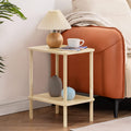 Apicizon 2 Tier End Table, Boho Side Table With Storage Shelf, Nightstand Bedside Table For Small Spaces, Bedroom, Living Room, Entryway, Farmhouse, Easy Assembly,Light Natural