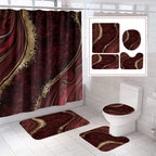 beifivcl 4Pcs Luxury Marble Shower Curtain Sets, Bathroom Sets with Shower Curtain, Toilet Lid Rug, Contour Mat and Bath Mat, Sh