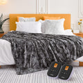 Woomer Heated Blanket King Size Electric Blanket 90'X 100', Faux Fur Fast Heating, 10 Heating Levels & 0.5-12H Auto Off, Dual