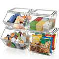 Yerliker 4 Pcs Clear Stackable Storage Bins with Lids, Large+extra Large