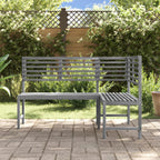 vidaXL Patio Corner Bench, Outdoor Wooden Bench for Garden Park Potting Picnic, Solid Acacia Wood, Easy Assembly, 39.4" x 55.1" x 35.8" Grey
