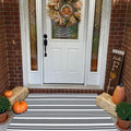 Black And White Striped Outdoor Rug Front Porch Rug 27.5'X43' Cotton Hand-Woven Welcome Mats Layered Door Mats For Front Porch