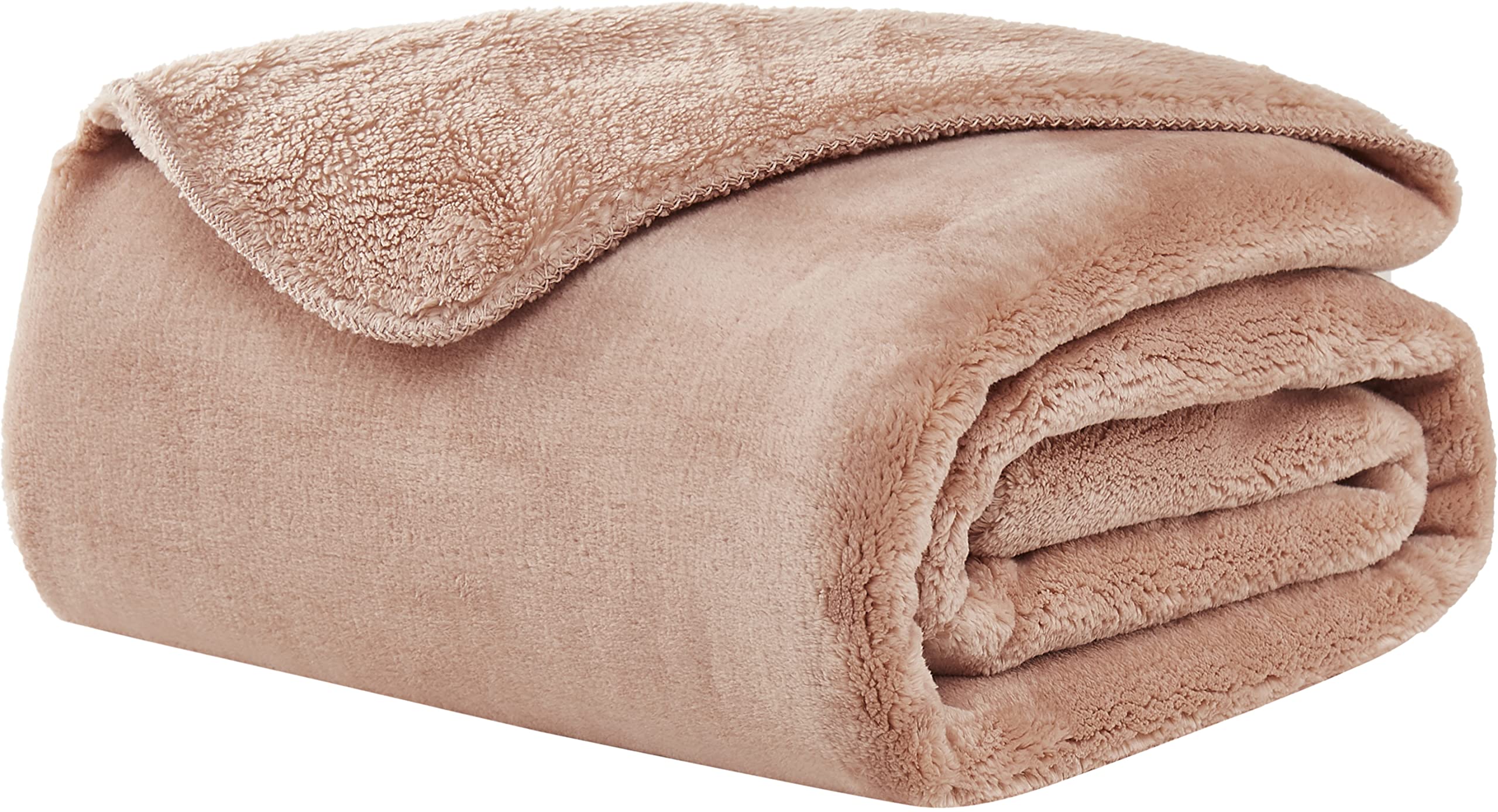 Ugg 11065 Whitecap Plush Flannel Oversized Reversible Fleece Throw Blanket Comfortable Lightweight Cozy Hotel Style Home Decor Soft Luxury Machine Washable Blankets, 70 X 50-Inch, Quartz