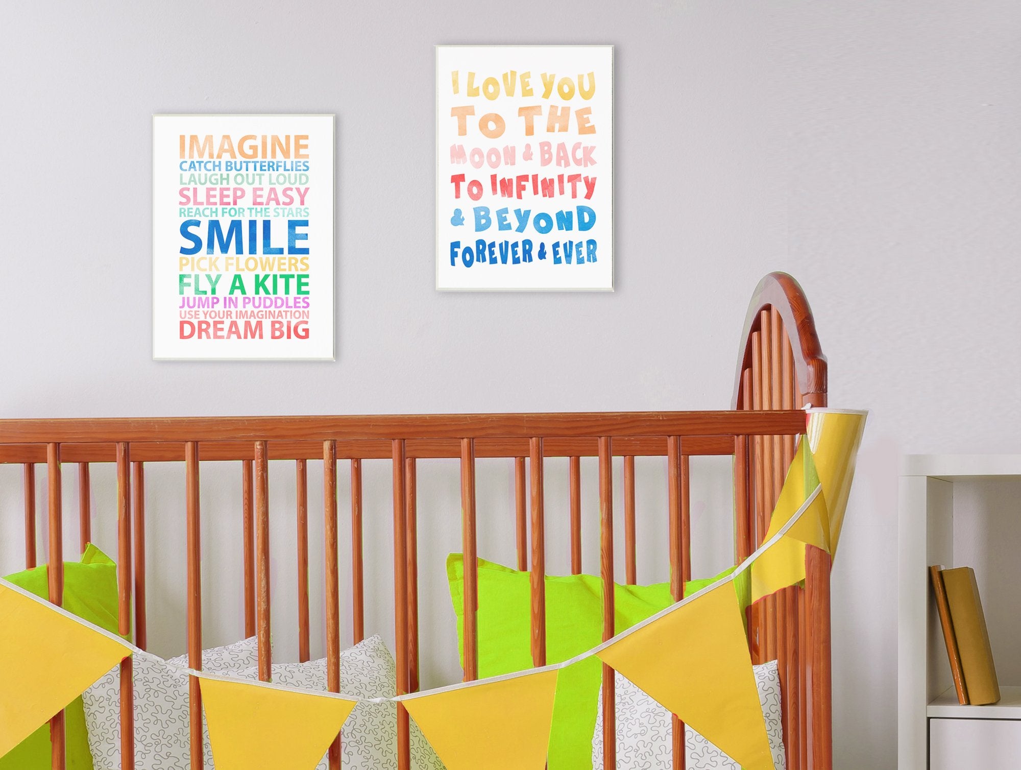 Stupell Home D  Cor Love To Moon And Back Rainbow Typog Wall Plaque Art, 10 X 0.5 X 15, Proudly Made In Usa