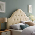 Modway Sovereign Tufted Button Linen Fabric Upholstered Queen Headboard in Beige