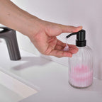 Leetcp Rose Gold Glass Soap Dispenser With Rust Proof Metal Pump,16Oz Vintage Soap Dispenser,Clear Glass Dish Soap Dispenser For
