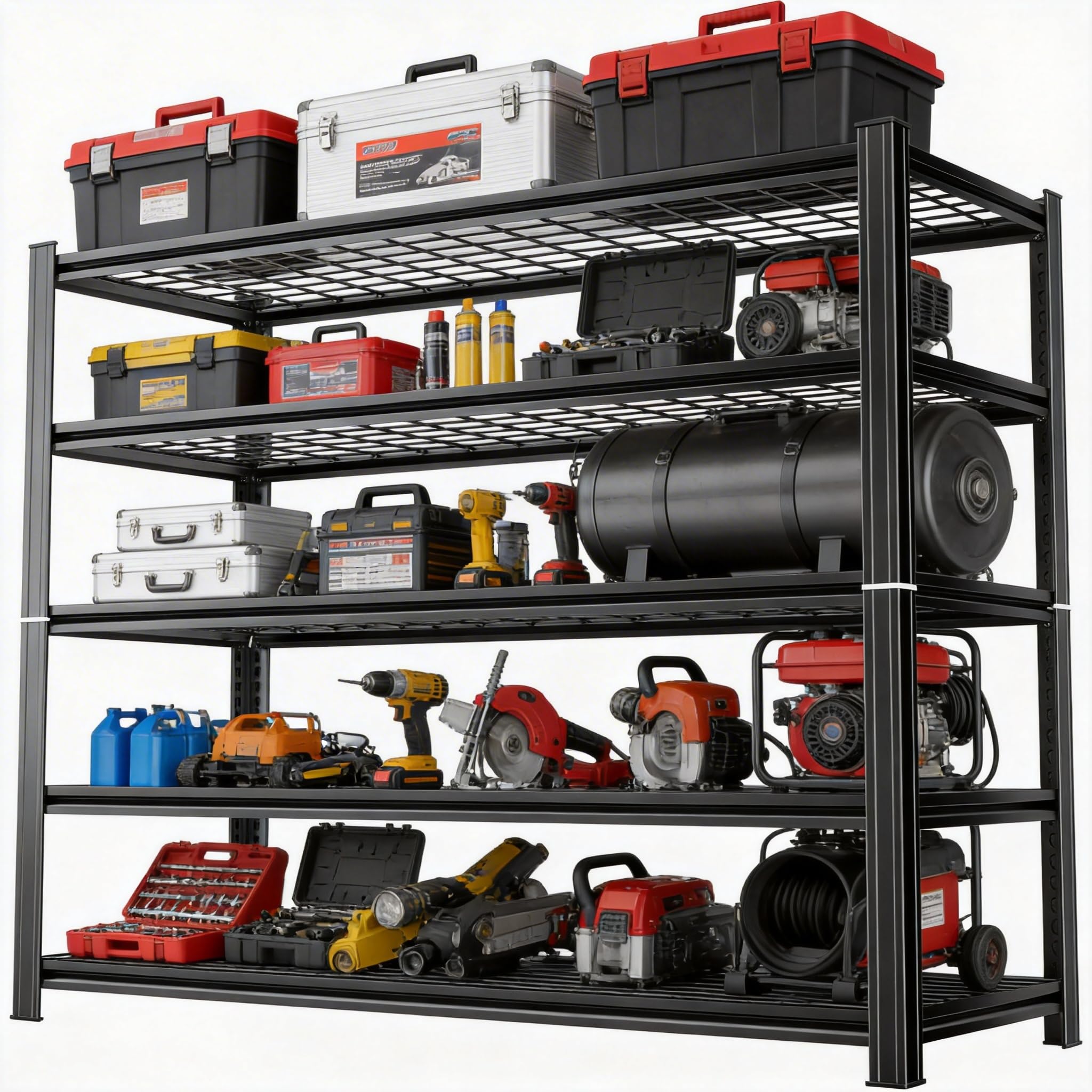 Notmise Metal Wire Garage Shelving Unit, Heavy Duty Adjustable Storage Shelves, Steel Shelving, 3000 lbs Capacity, Industrial Sh
