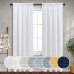 Mrs.Naturall White Curtains 60 Inch Wide For Living Room 2 Panels Set Rod Pocket Extra Large Drapes Semi Sheer Linen Room Dividing Curtain For Patio Sliding Glass Door Family Room Apartment 60X96 Long