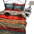 Hnnsi 100% Brushed Cotton Boho Duvet Cover With 2 Pillow Shams 3 Pieces King Size, Bohemian Exotic Striped Bedding Sets, Ethnic