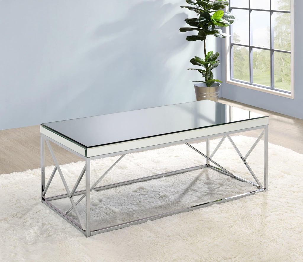 Steve Silver Co Evelyn Table, 47.25 x 24 x 20, Mirror, Shiny Chrome