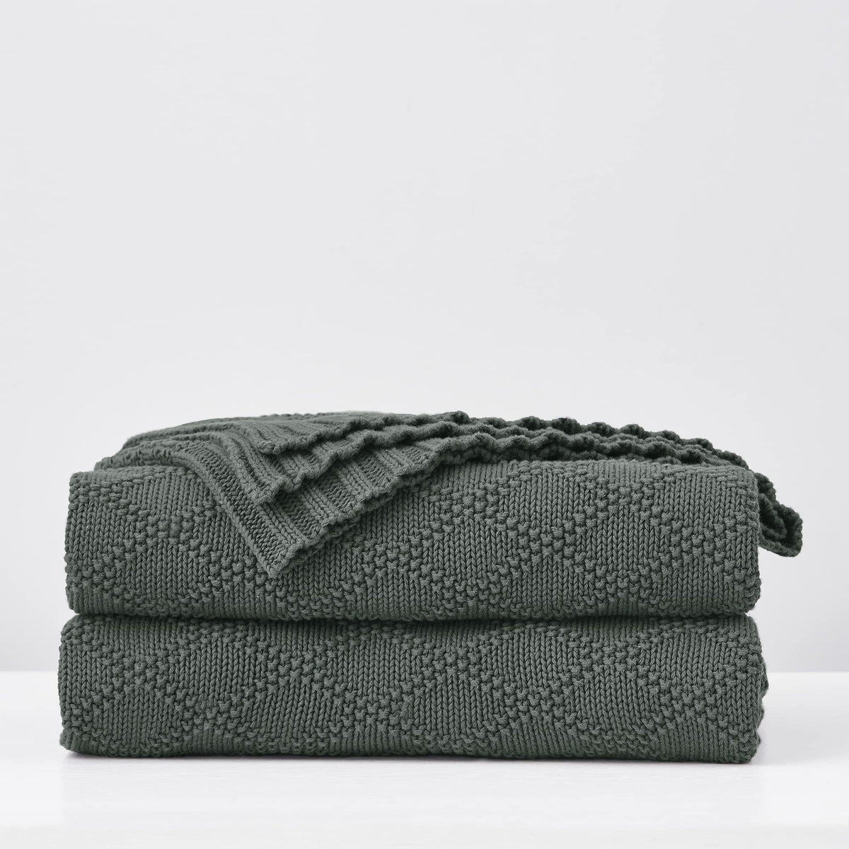 Large Charcoal Grey Cotton Knit Throw Blanket For Couch Sofa Bed - Home Decorative Soft Cozy Sweater Woven Fall Cable Oversize K