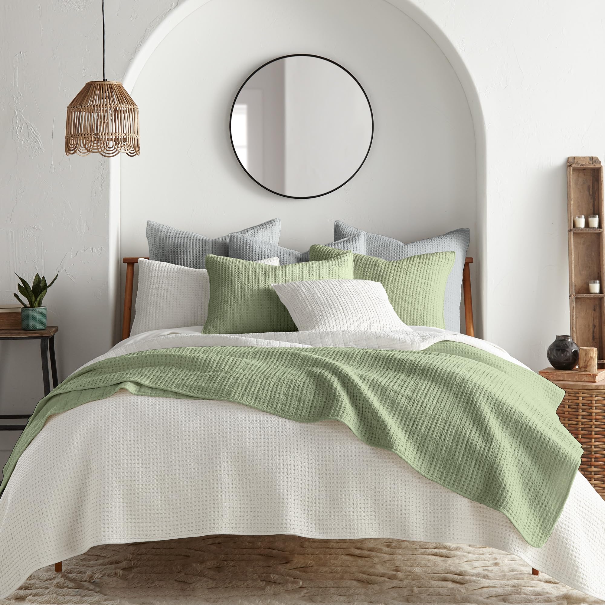 Levtex Home - Mills Waffle - King/Cal King Quilt Set - Desert Sage Cotton Waffle - Quilt Size (106 X 92In.), Sham Size (36 X 20I