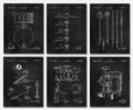Set of 6 Chalkboard Patent Art Prints of Drums (8x10) Gifts for a Drummer Percussionist Poster Music Studio Decoration Snare UNF