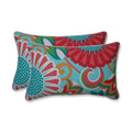 Pillow Perfect Bright Floral Indoor/Outdoor Accent Throw Pillow Plush Fill, Weather, And Fade Resistant, Lumbar - 11.5' X 18.5', Green/Pink Sophia 2 Count