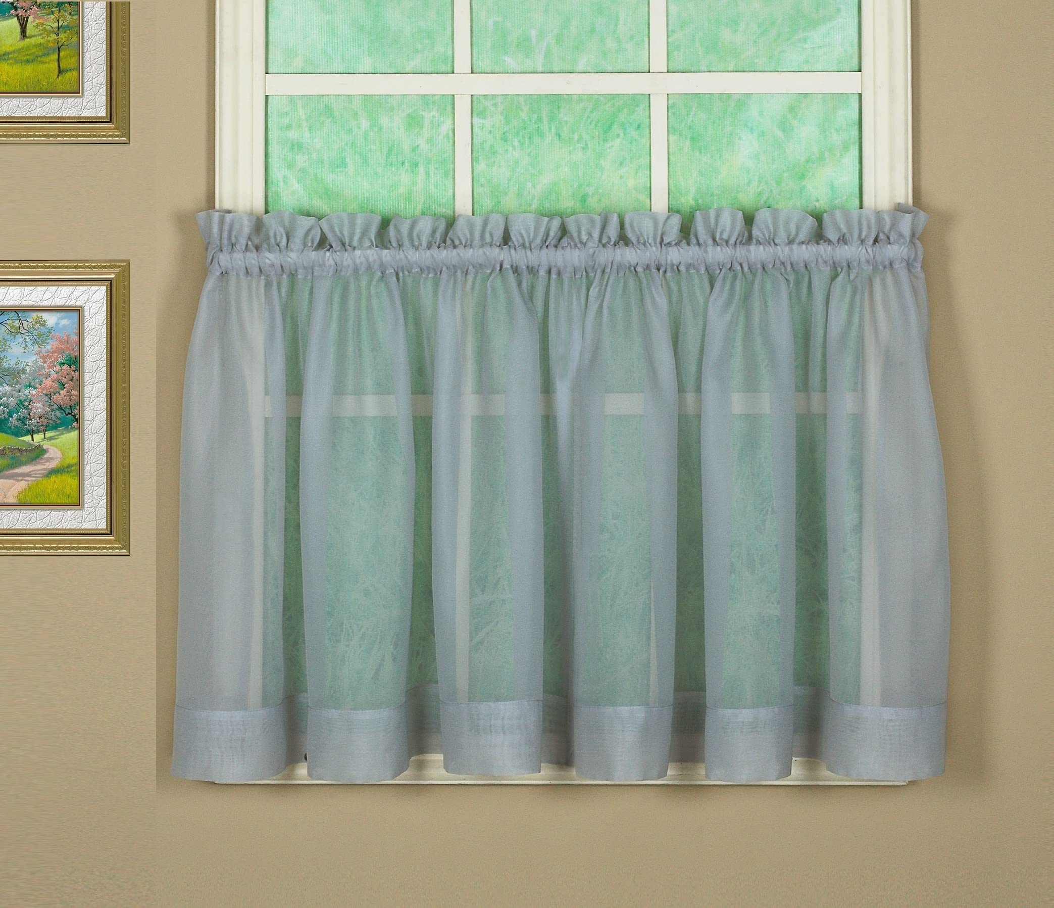 Today'S Curtain Emelia Original Voile Tier Pair 30', Grey, 60' W X 30' L