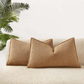 Juspurbet Camel Boucle Lumbar Throw Pillow Covers 16X24 Inch Set Of 2 For Couch Bedroom Sofa Living Room Decorative Soft Thick T