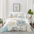 Style Quarters King 100% Cotton Percale Bird Style 3 Pieces Duvet Cover, King, White with 1 Duvet Cover and 2 Pillow Shams
