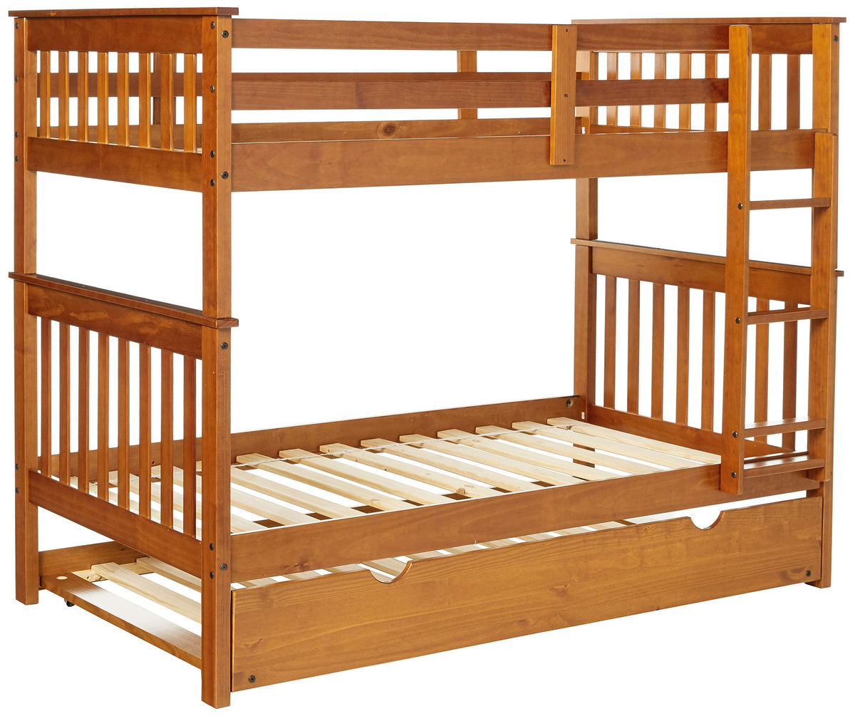 Donco Twin/Twin Light Espresso Mission Bunk Bed With Twin Trundle