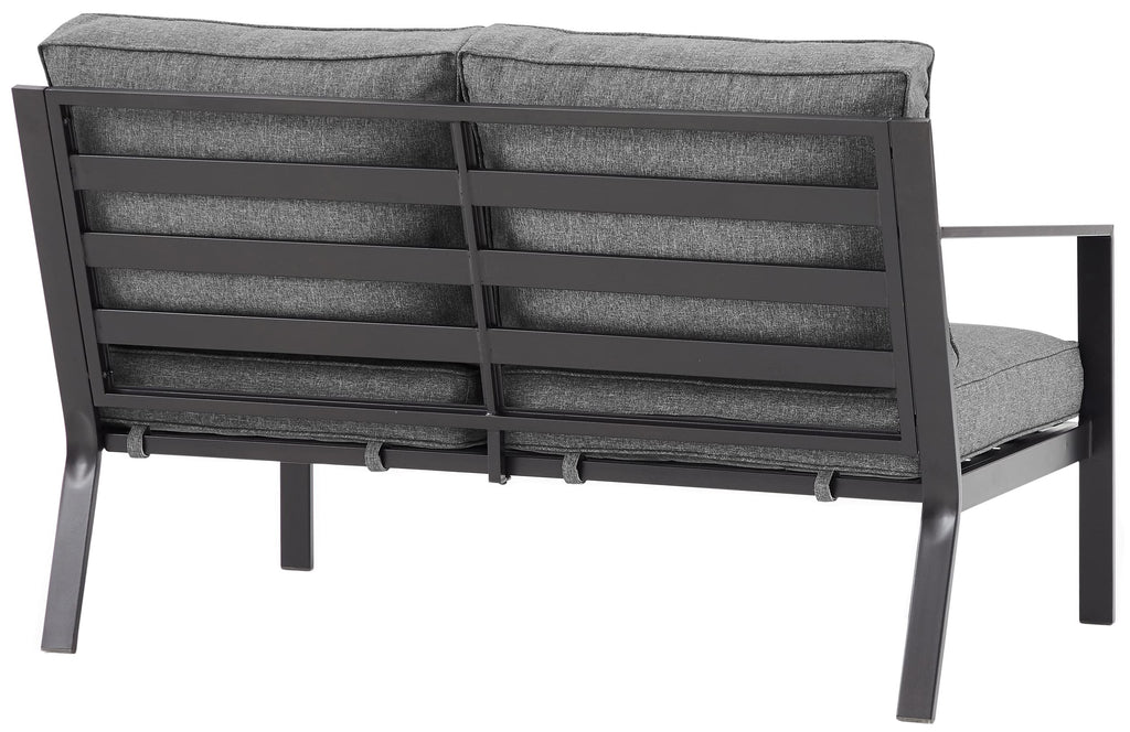 Crosley Furniture Clark Outdoor Sectional Left Side Loveseat, 2-Person Patio Couch For Deck, Backyard, Matte Black With Charcoal Cushions