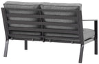 Crosley Furniture Clark Outdoor Sectional Left Side Loveseat, 2-Person Patio Couch For Deck, Backyard, Matte Black With Charcoal Cushions