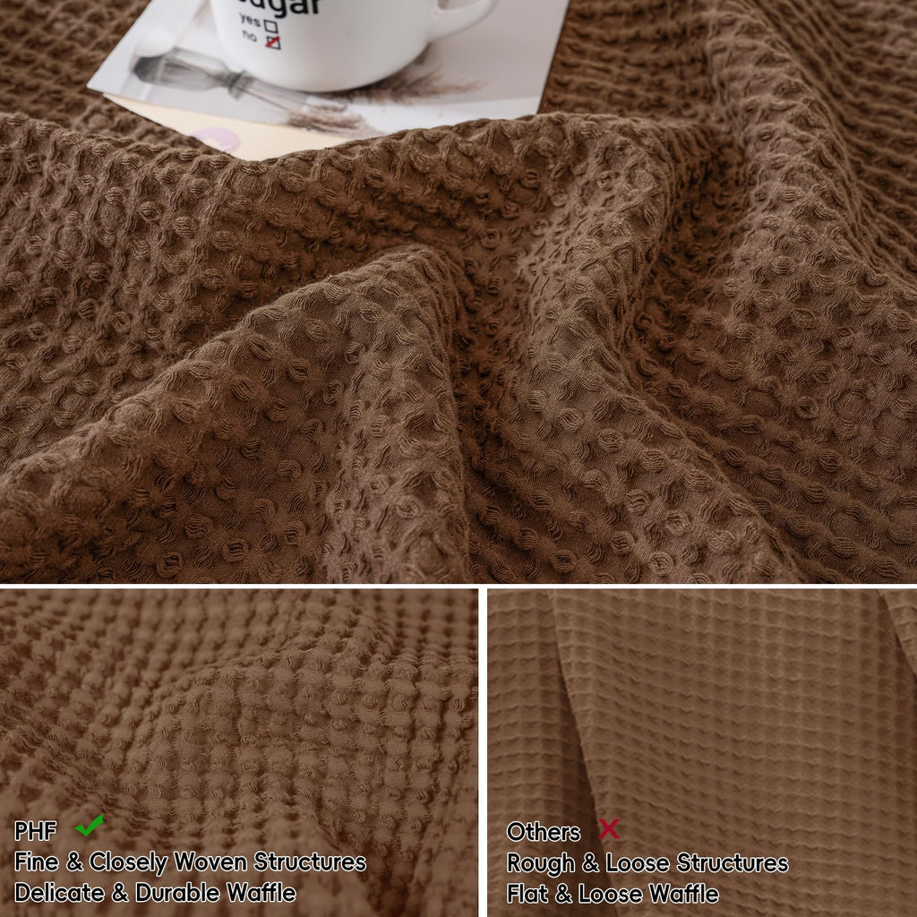 Phf 100% Cotton Waffle Weave Throw Pillow Cover, 24' X 24', No Filling, 2 Pack Elegant Home Decorative Square Throw Pillow Covers For Bed Couch Sofa, Cappuccino