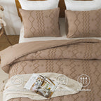Andency Taupe Tufted Comforter Set Twin(66X90Inch), 2 Pieces(1 Boho Comforter, 1 Pillowcase) Textured Farmhouse Comforter, Soft Microfiber Down Alternative Geometric Comforter Bedding Set