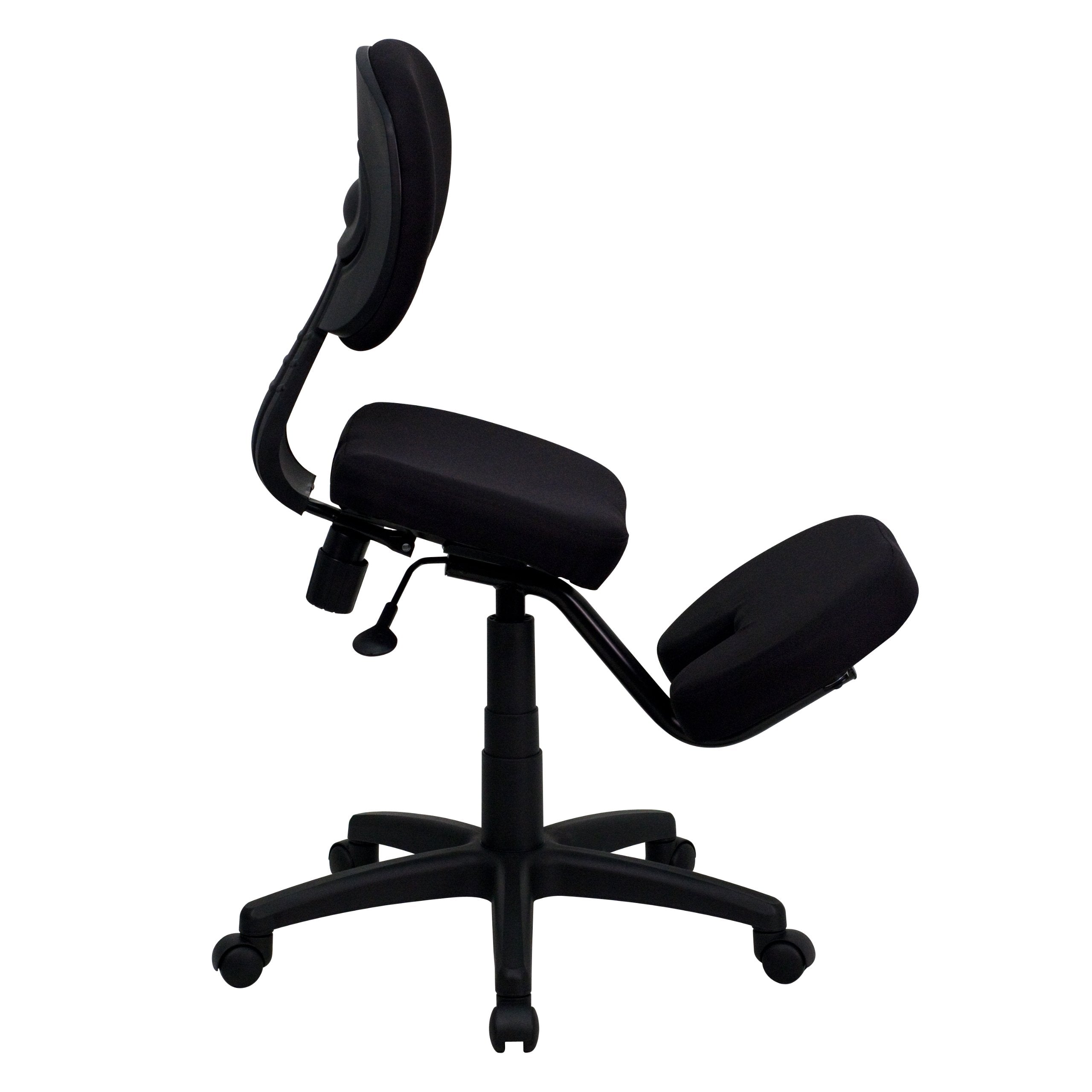 Flash Furniture Tatum Mobile Ergonomic Kneeling Posture Task Office Chair with Back in Black Fabric