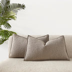 Juspurbet Grey Boucle Textured Lumbar Throw Pillow Covers Set Of 2 For Couch Bedroom Sofa Living Room Decorative Soft Euro Thick