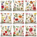 Mindsoft 9 Pcs Outdoor Patio Wildflower Throw Pillow Covers 18 X 18 Summer Garden Floral Pillow Covers Farmhouse Decor For Outsi