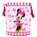 Heart Home Disney Minnie Print Round Non Woven Fabric Foldable Laundry Basket, Toy Storage Basket, Cloth Storage Basket with Han