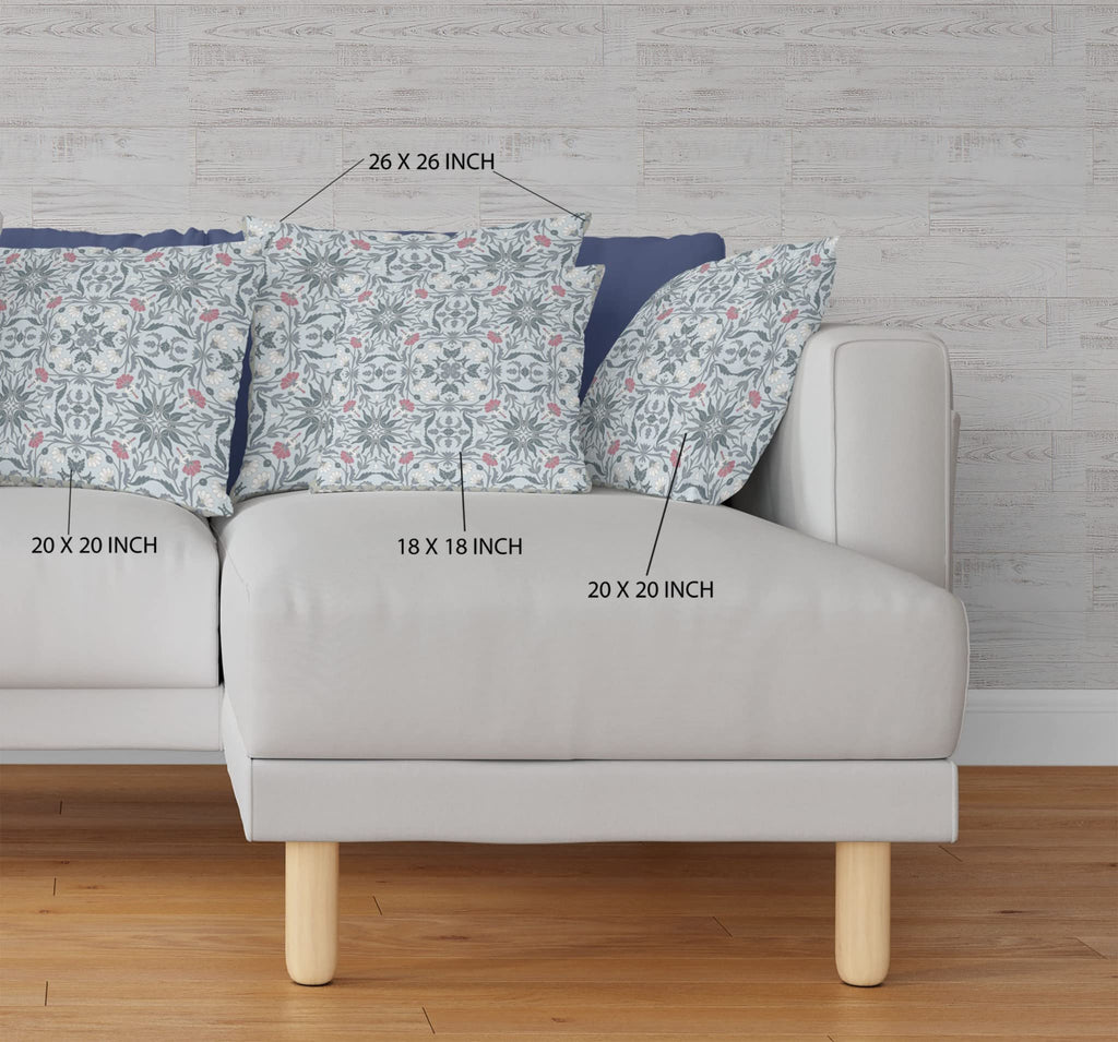 HomeRoots Light Blue White Broadcloth 26â€ Powder Blue Paisley Indoor Outdoor Throw Pillow