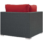 Modway Sojourn Wicker Rattan Outdoor Patio Sunbrella Fabric Corner in Canvas Red