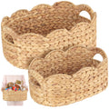 Scalloped Baskets (NaturalSet of 2), Storage Basket, Water Hyacinth Basket for Organizing and Decor, HandWoven Hyacinth Basket