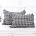 K Masaniji 2 Pack Black And White Plaid Ruffle King Size Pillow Shams 20X36 Inches, Washed Cotton Buffalo Gingham Checkered Farm