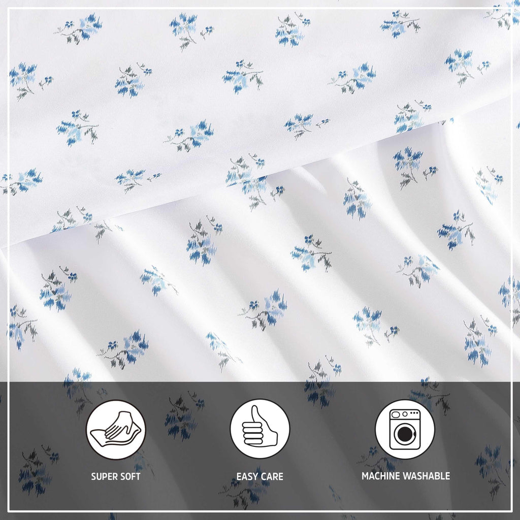 Wrangler - Sheet Set, Breathable & Wrinkle Resistant Bedding, Includes Matching Sham & Pillowcases, Yellowstone Inspired, Floral Luxurious Bedding Set (Sketchy Ditsy Blue, King)