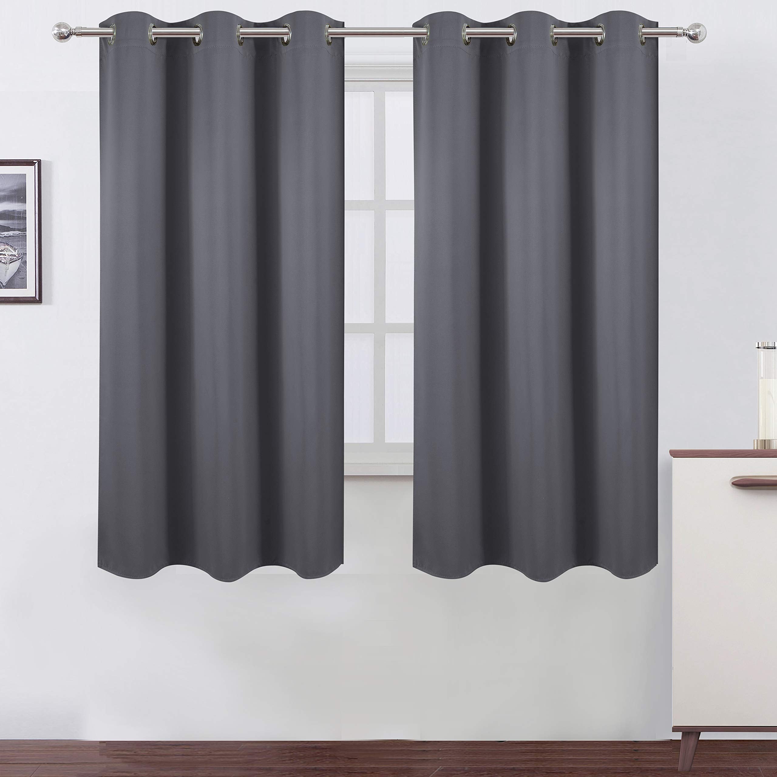 Lemomo Grey Thermal Blackout Curtains/38 X 63 Inch/Set Of 2 Panels Room Darkening Curtains For Bedroom