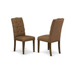 East West Furniture X776El718-7 7 Piece Dining Table Set Consist Of A Rectangle Kitchen Table With X-Legs And 6 Brown Linen Linen Fabric Parson Dining Chairs, 36X60 Inch, Multi-Color