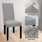 Easy-Going 100% Waterproof Dining Room Chair Cover Set Of 2, Stretch Jacquard Parson Chair Slipcover Removable Washable Chair Protector For Home, Restaurant, Banquet (Large, Light Gray)