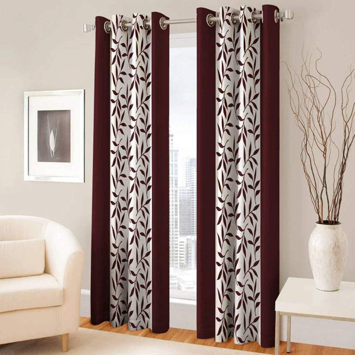 Kiara Creations 1 Piece Modern Printed Curtains for Window 6 Feet, Brown