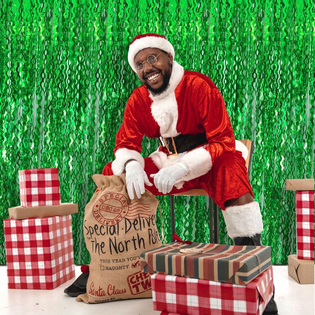 Fringe Backdrop Curtains Green Streamers Foil Fringe Curtains Party Decorations, Jungle Party Decorations, Green Party Decoratio