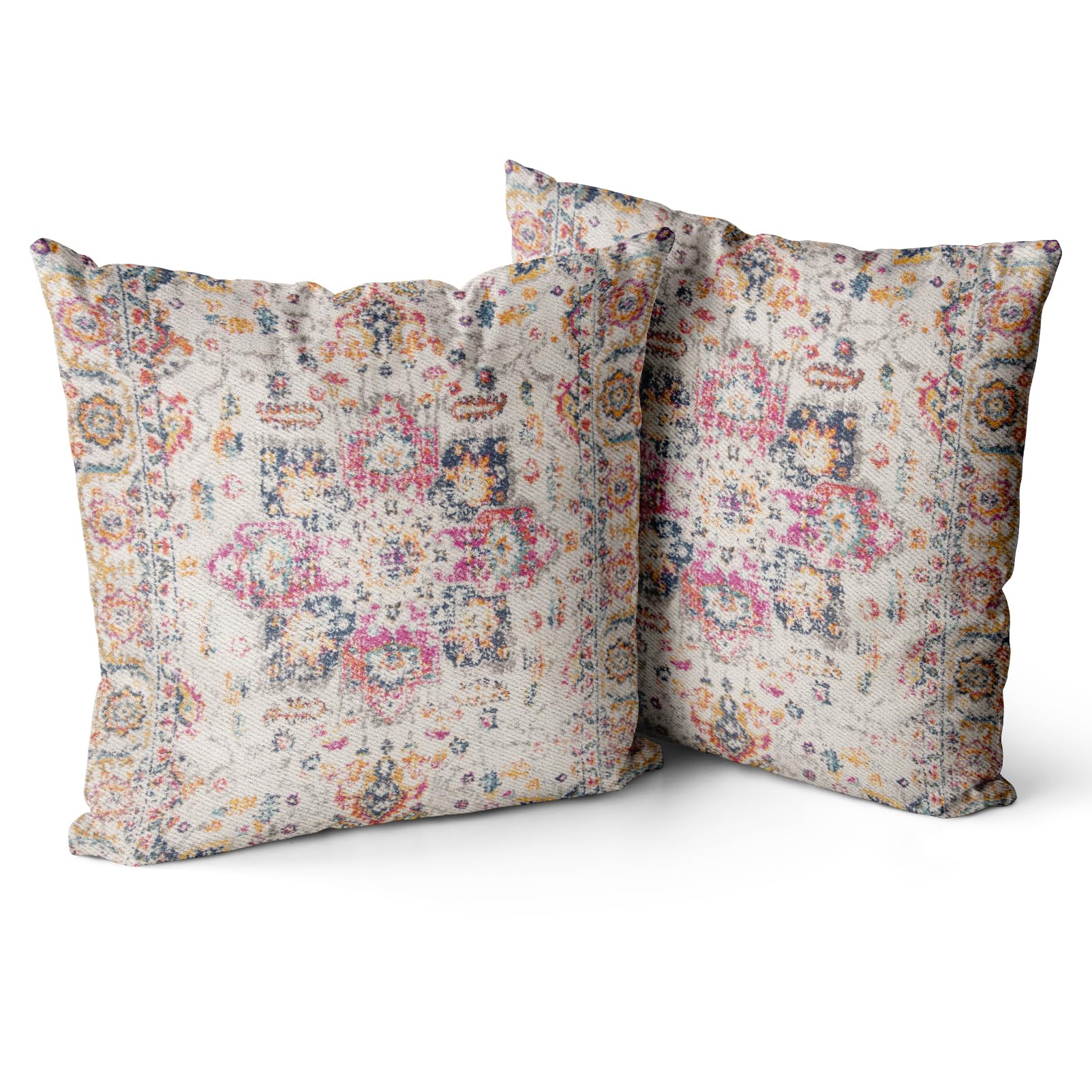 Snycler Boho Throw Pillow Covers 16X16 Inch Set Of 2 Burnt Yellow Terracotta Rust Colored Throw Pillows Double Sided Boho Home S