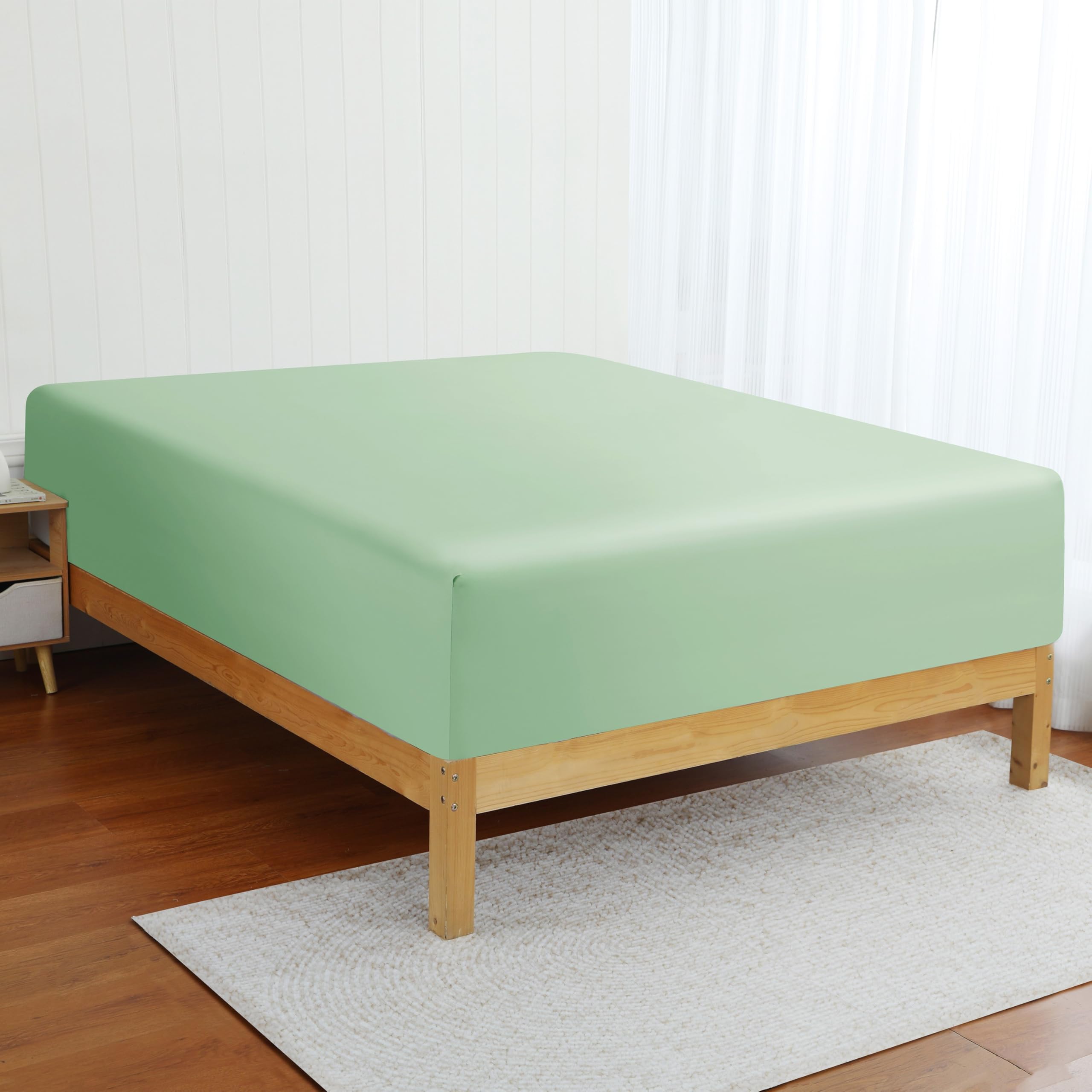 Bamboo Viscose Cooling Fitted Sheet Cal King Size Only, 400 Thread Count, 16'' Deep Pocket Cooling Bottom Sheets For Hot Sleeper