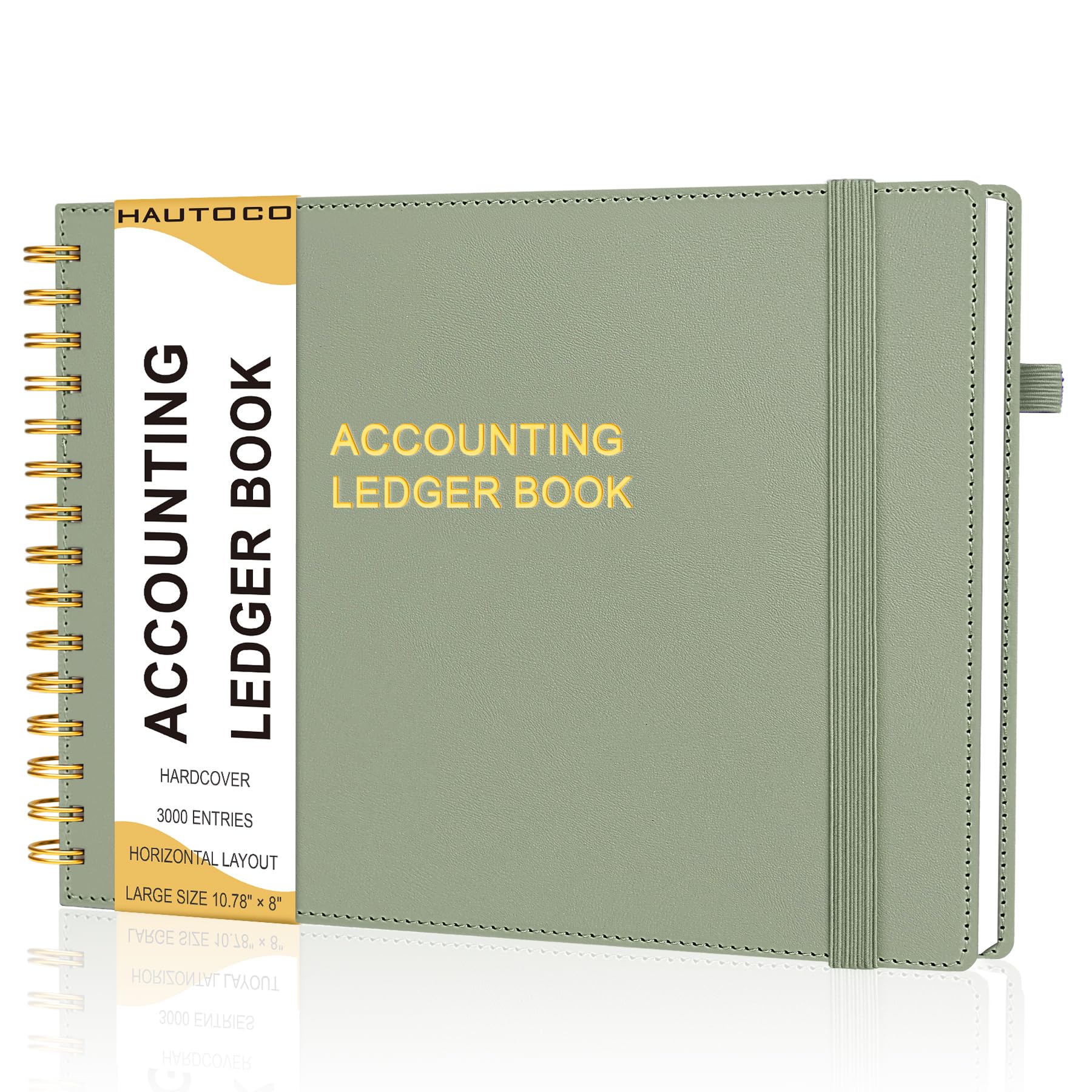 Hautoco Hardcover Accounting Ledger Book For Small Business Bookkeeping Horizontal Money Expense Tracker Notebook With 2 Storage