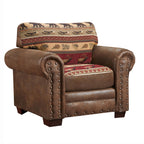 American Furniture Classics Os Home Office Furniture Club Chair, Microfiber, Brown With Sierra Lodge Tapestry