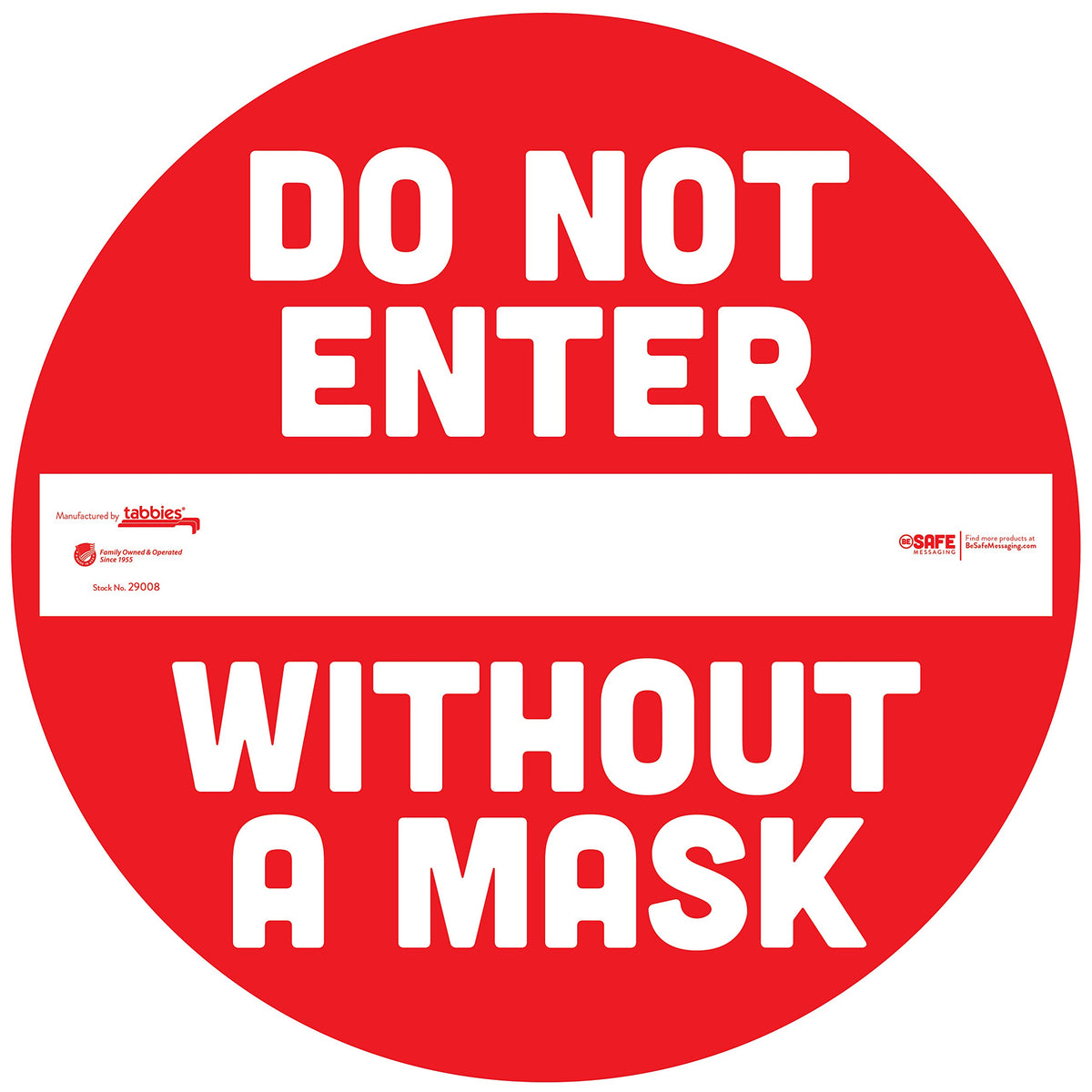 BeSafe Messaging &quot;Do Not Enter Without A Mask&quot; 6 Pack, 12&quot; Round, Repositionable Vinyl UL 410 Certified Anti-Slip Floor Sign, Social Distancing Safety Decals