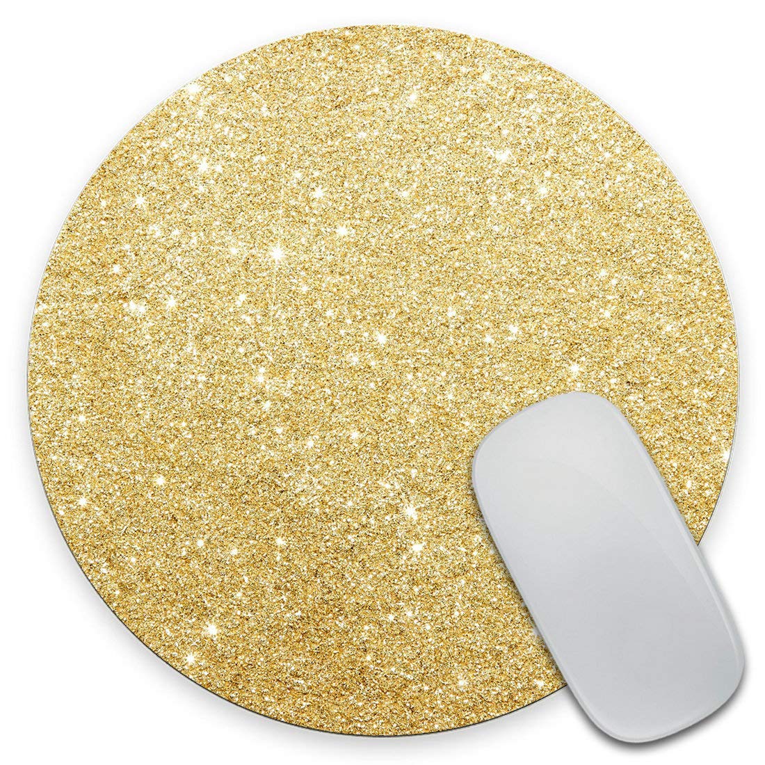 Amcove Gold Glitter Gaming Round Mouse Pad Custom Design,Fashion Non-Slip Rubber Square Mousepad For Present Support Computers L