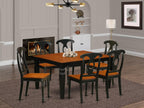 East West Furniture WEKE7-BCH-W 7 Piece Kitchen Table Set Consist of a Rectangle Dining Table with Butterfly Leaf and 6 Dining Room Chairs, 42x60 Inch, Black & Cherry